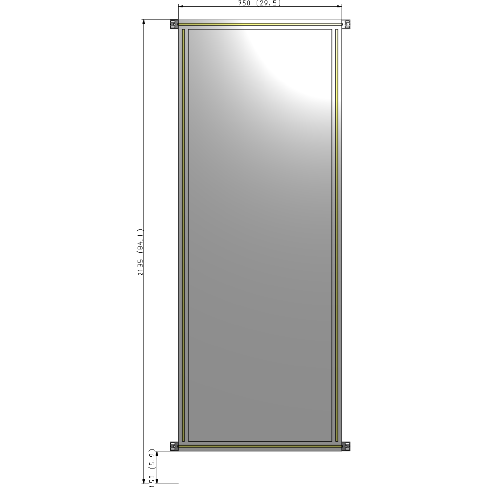A4-2135-0750-0150-HYPZK SINGLE PANEL-NO LEGS WITH HINGES 2135MM X 750MM  1/4" POLYCARBONATE, AS A KIT