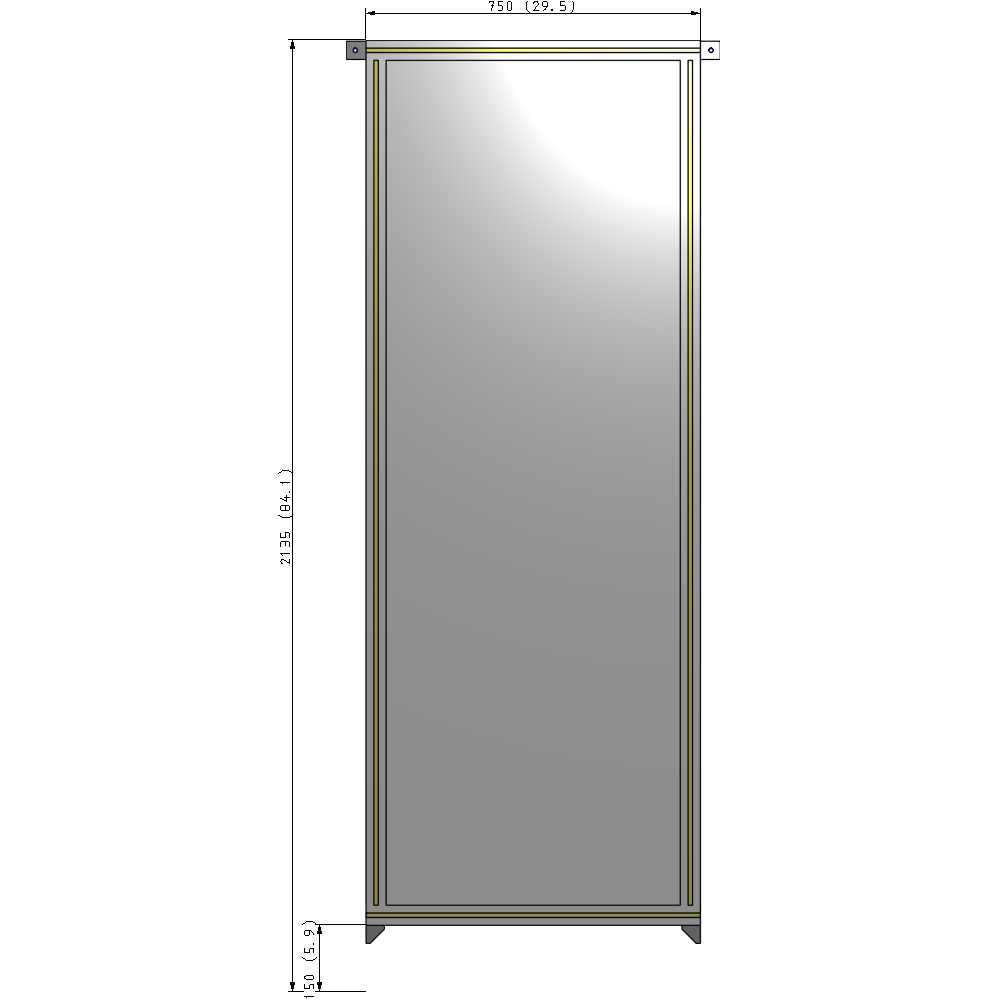 A4-2135-0750-0150-TYPZK SINGLE PANEL-NO LEGS WITH TIE PLATES AND ANGLE 2135MM X 750MM 1/4" POLYCARBONATE, AS A KIT