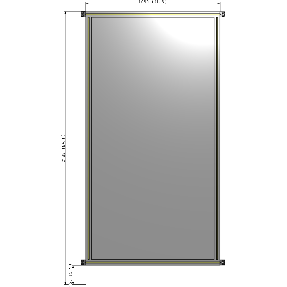 A4-2135-1050-0150-HYPZA SINGLE PANEL-NO LEGS WITH HINGES 2135MM X 1050MM  1/4" POLYCARBONATE, FULLY ASSEMBLED