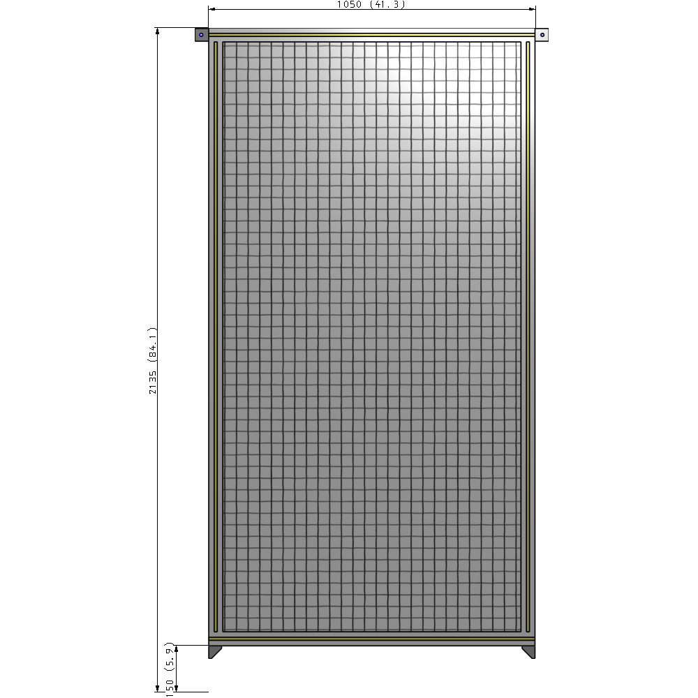 A4-2135-1050-0150-TYMZA SINGLE PANEL-NO LEGS WITH TIE PLATES AND ANGLE 2135MM X 1050MM 1" MESH, FULLY ASSEMBLED