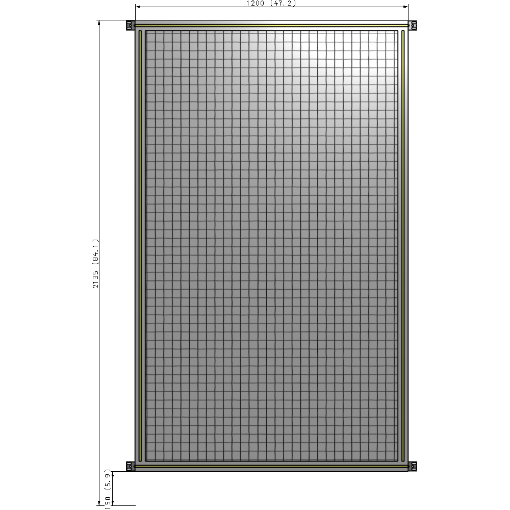 A4-2135-1200-0150-HYMZK SINGLE PANEL-NO LEGS WITH HINGES 2135MM X 1200MM 1" MESH, AS A KIT