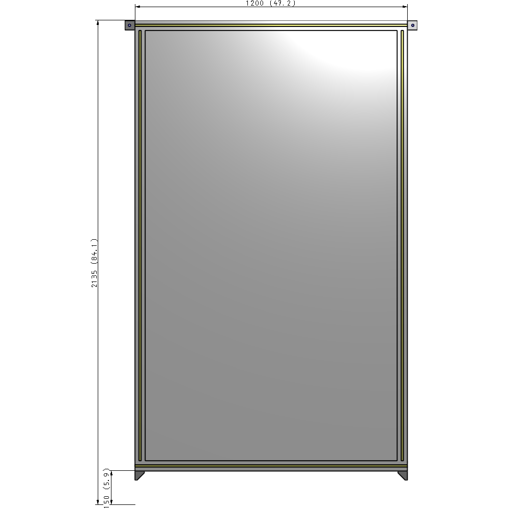 A4-2135-1200-0150-TYPZK SINGLE PANEL-NO LEGS WITH TIE PLATES AND ANGLE 2135MM X 1200MM  1/4" POLYCARBONATE, AS A KIT
