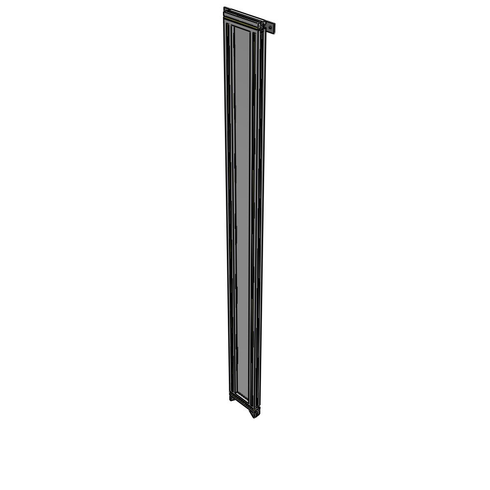 A4-2400-0200-0150-TYPZA SINGLE PANEL-NO LEGS WITH TIE PLATES AND ANGLE 2400MM X 200MM  1/4" POLYCARBONATE, ASSEMBLED