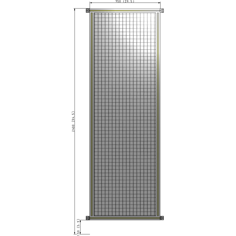 A4-2400-0750-0150-HYMZK SINGLE PANEL-NO LEGS WITH HINGES 2400MM X 750MM  1" MESH, AS A KIT