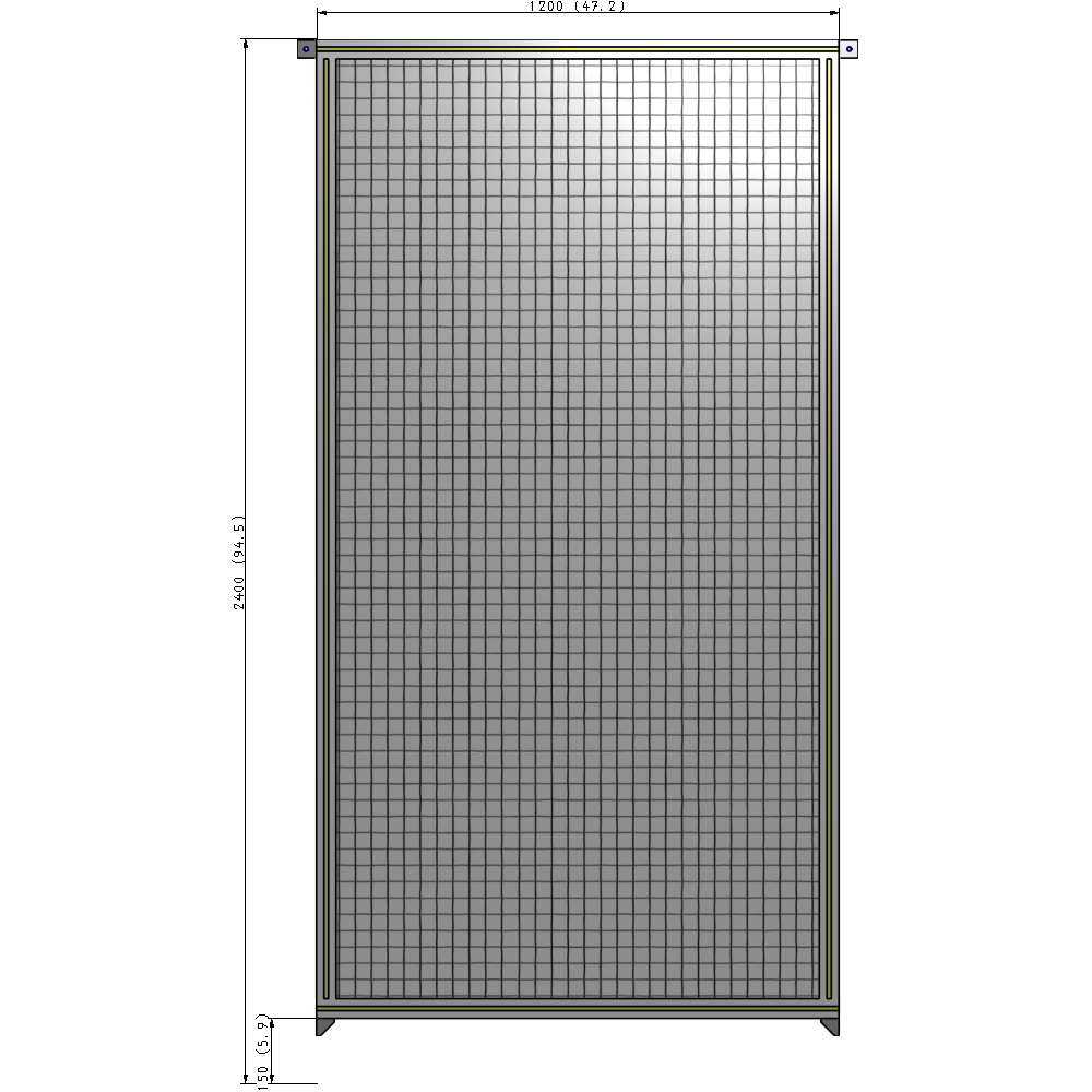 A4-2400-1200-0150-TYMZA SINGLE PANEL-NO LEGS WITH TIE PLATES AND ANGLE 2400MM X 1200MM  1" MESH, FULLY ASSEMBLED