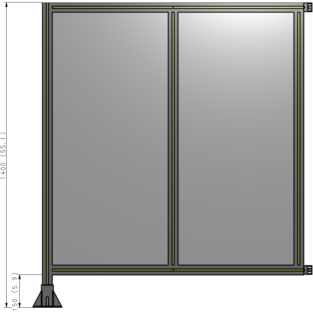 B1-1400-1200-0150-HYPFA DOUBLE PANEL-LEG ON LEFT, HINGE ON RIGHT 1400MM X 1200MM 1/4" POLYCARB, ASSEMBLED