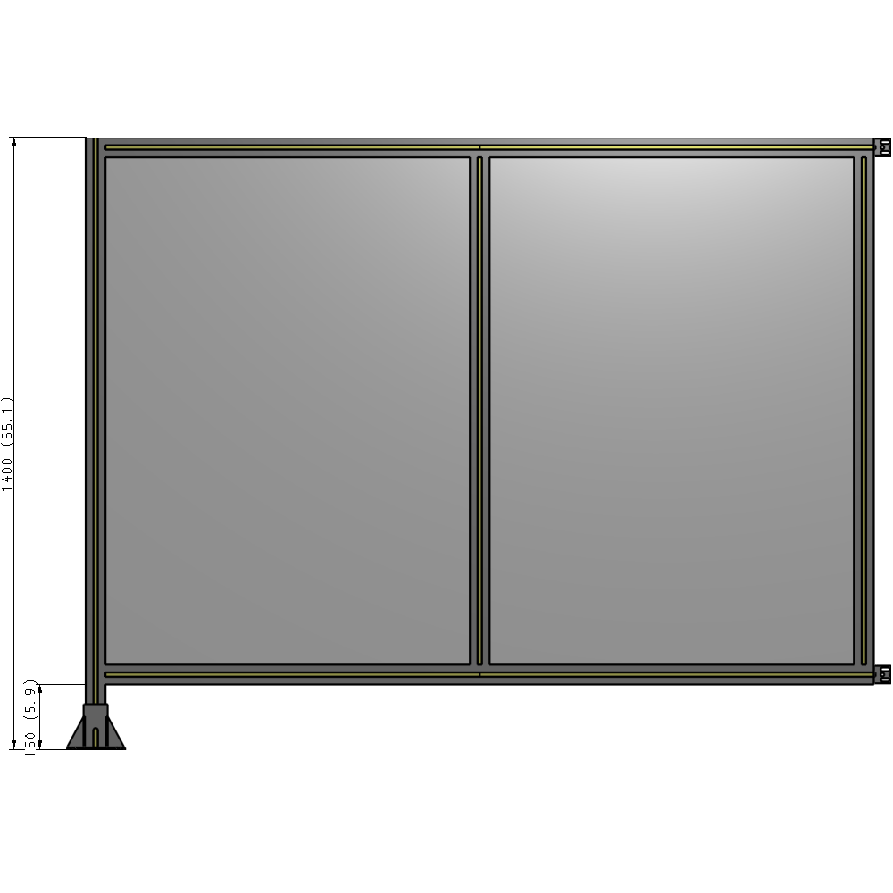B1-1400-1800-0150-HYPFK DOUBLE PANEL-LEG ON LEFT, HINGE ON RIGHT 1400MM X 1800MM 1/4" POLYCARBONATE, AS A KIT
