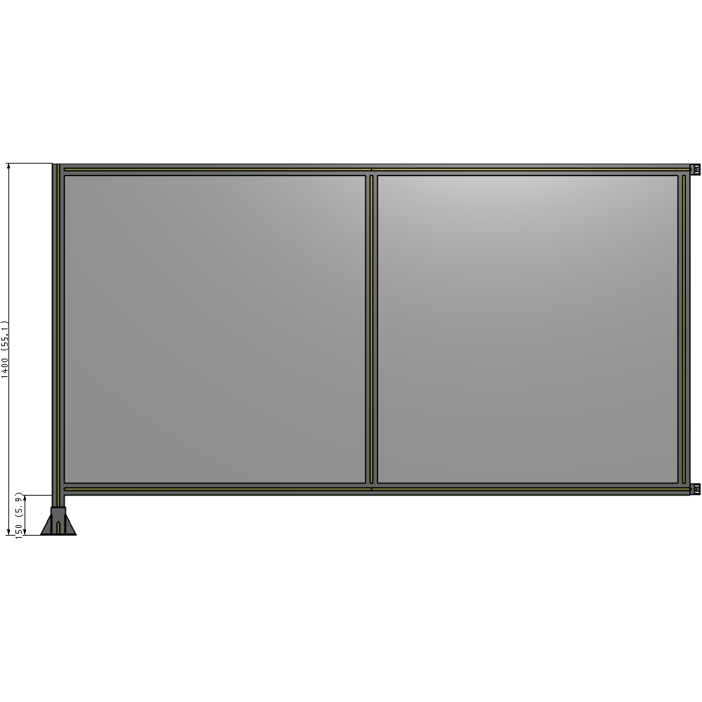 B1-1400-2400-0150-HYPFK DOUBLE PANEL-LEG ON LEFT, HINGE ON RIGHT 1400MM X 2400MM 1/4" POLYCARB, ASSEMBLED