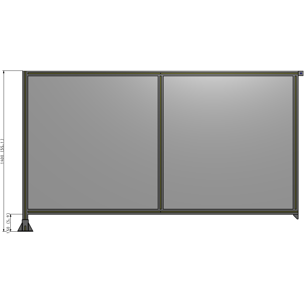 B1-1400-2400-0150-TYPFA DOUBLE PANEL-LEG ON LEFT, TIE PLATE AND ANGLE ON RIGHT 1400MM X 2400MM 1/4" POLYCARBONATE, AS A KIT