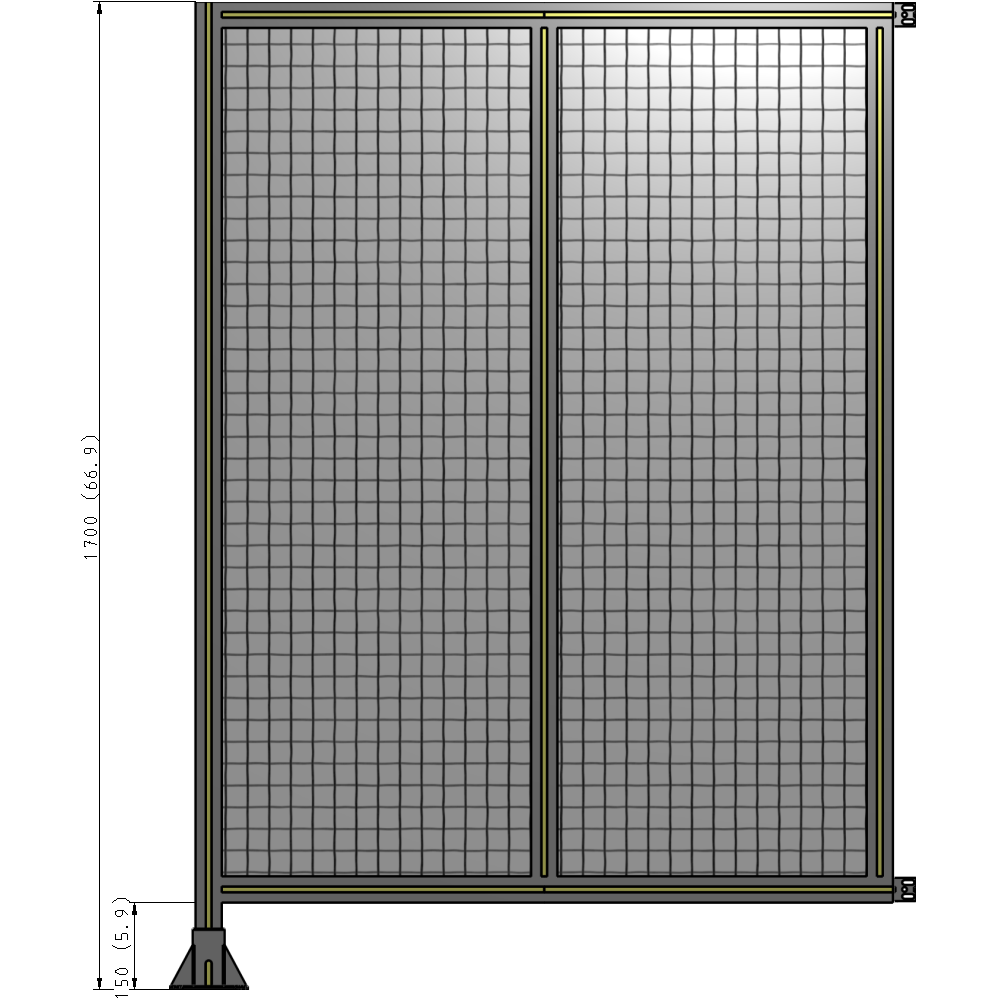 B1-1700-1200-0150-HYMFK DOUBLE PANEL-LEG ON LEFT, HINGE ON RIGHT 1700MM X 1200MM  1" MESH, FULLY ASSEMBLED