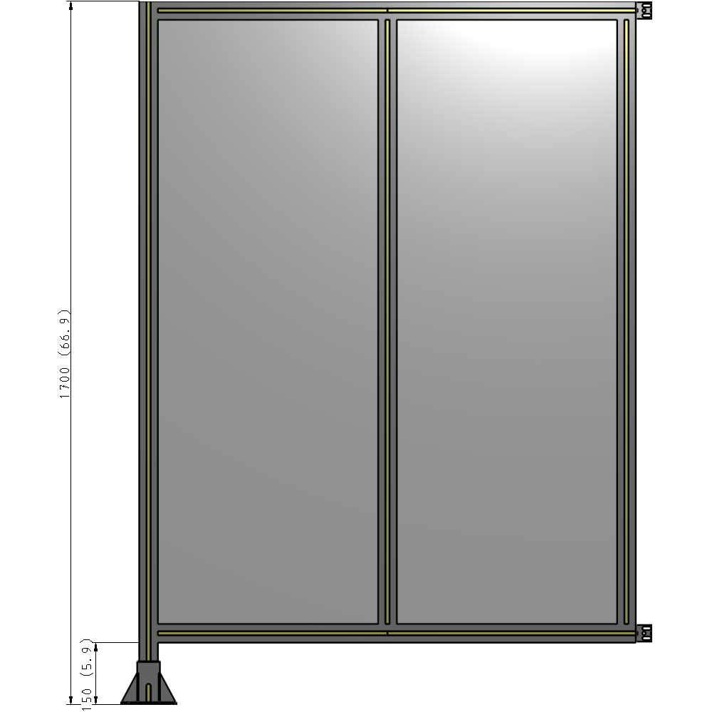 B1-1700-1200-0150-HYPFK DOUBLE PANEL-LEG ON LEFT, HINGE ON RIGHT 1700MM X 1200MM  1/4" POLYCARB, ASSEMBLED