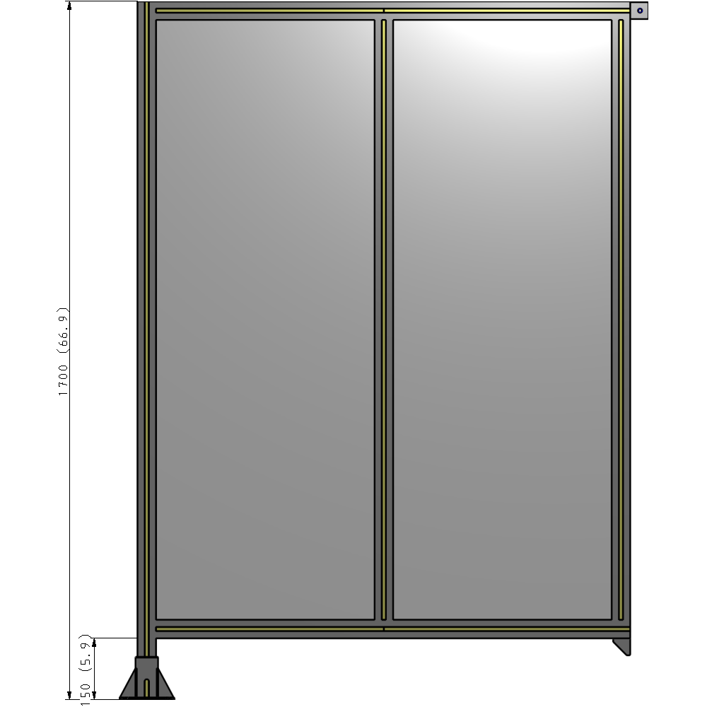 B1-1700-1200-0150-TYPFA DOUBLE PANEL-LEG ON LEFT, TIE PLATE AND ANGLE ON RIGHT 1700MM X 1200MM 1/4" POLYCARBONATE, AS A KIT