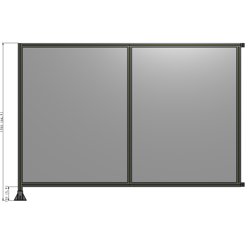 B1-1700-2400-0150-HYPFK DOUBLE PANEL-LEG ON LEFT, HINGE ON RIGHT 1700MM X 2400MM  1/4" POLYCARBONATE, AS A KIT