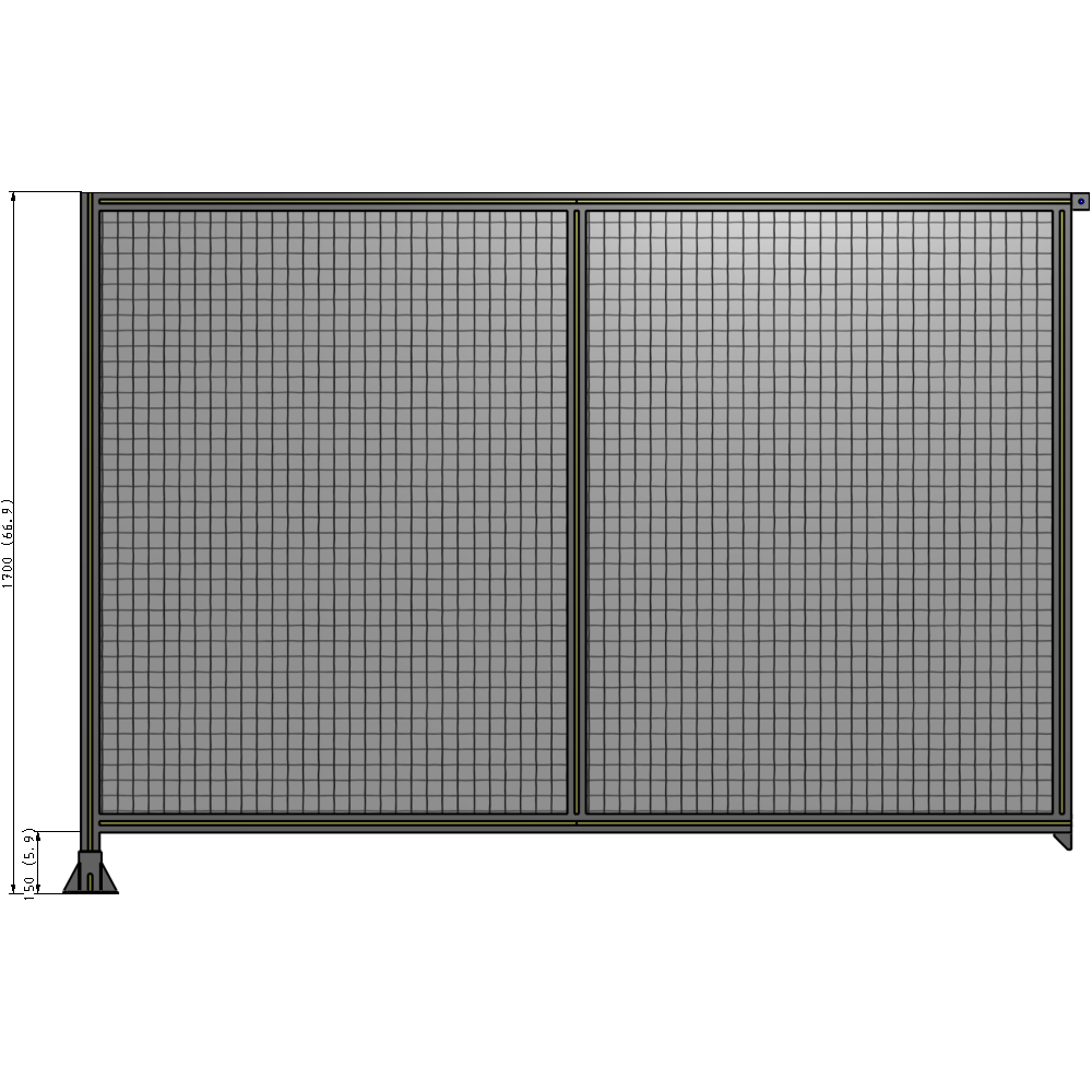 B1-1700-2400-0150-TYMFA DOUBLE PANEL-LEG ON LEFT, TIE PLATE AND ANGLE ON RIGHT 1700MM X 2400MM  1" MESH, FULLY ASSEMBLED