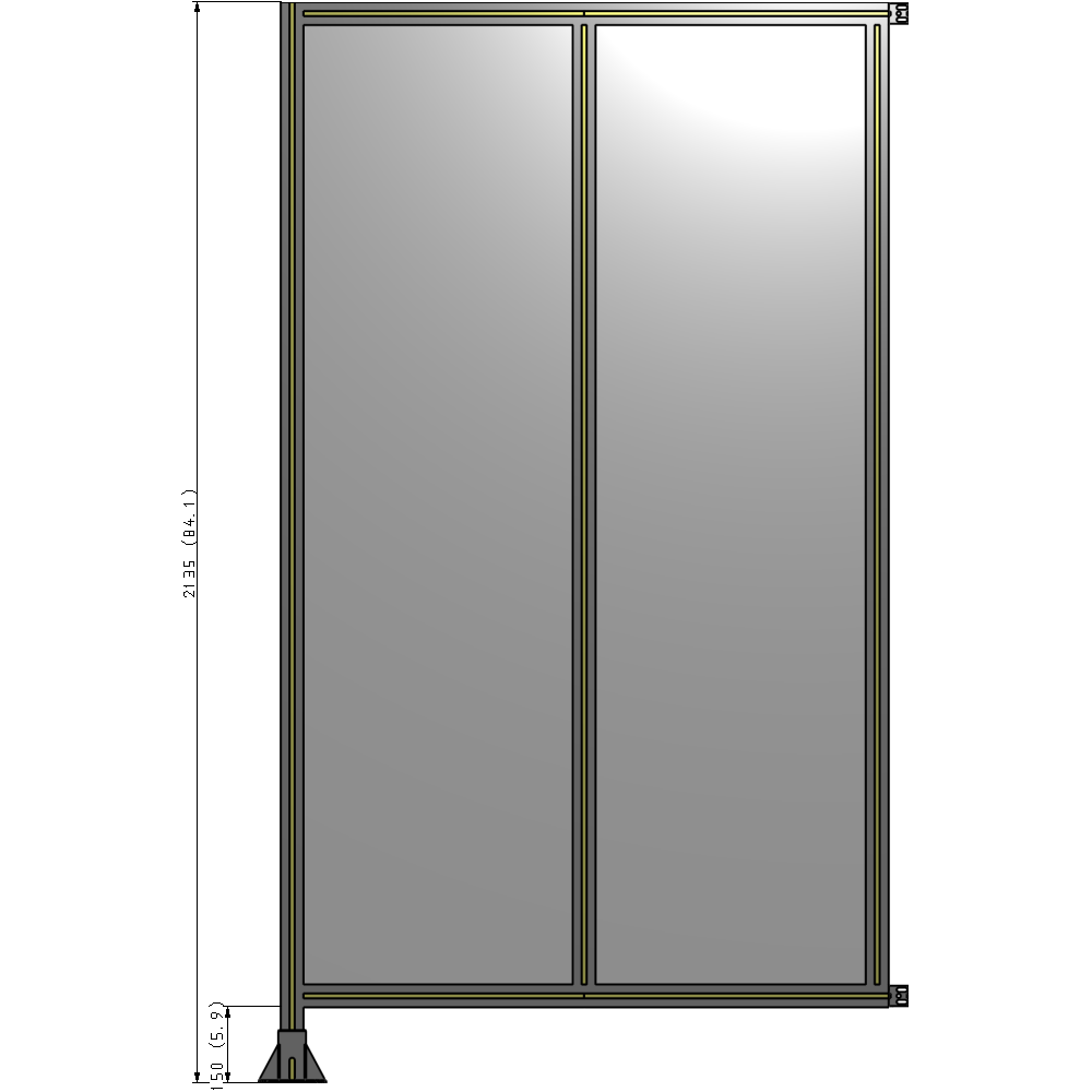 B1-2135-1200-0150-HYPFA DOUBLE PANEL-LEG ON LEFT, HINGE ON RIGHT 2135MM X 1200MM 1/4" POLYCARBONATE, AS A KIT