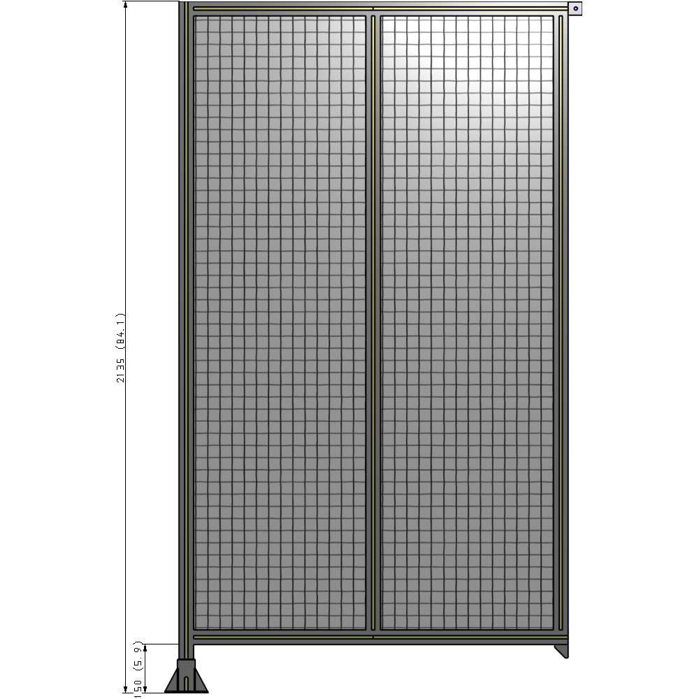 B1-2135-1200-0150-TYMFK DOUBLE PANEL-LEG ON LEFT, TIE PLATE AND ANGLE ON RIGHT 2135MM X 1200MM 1" MESH, FULLY ASSEMBLED