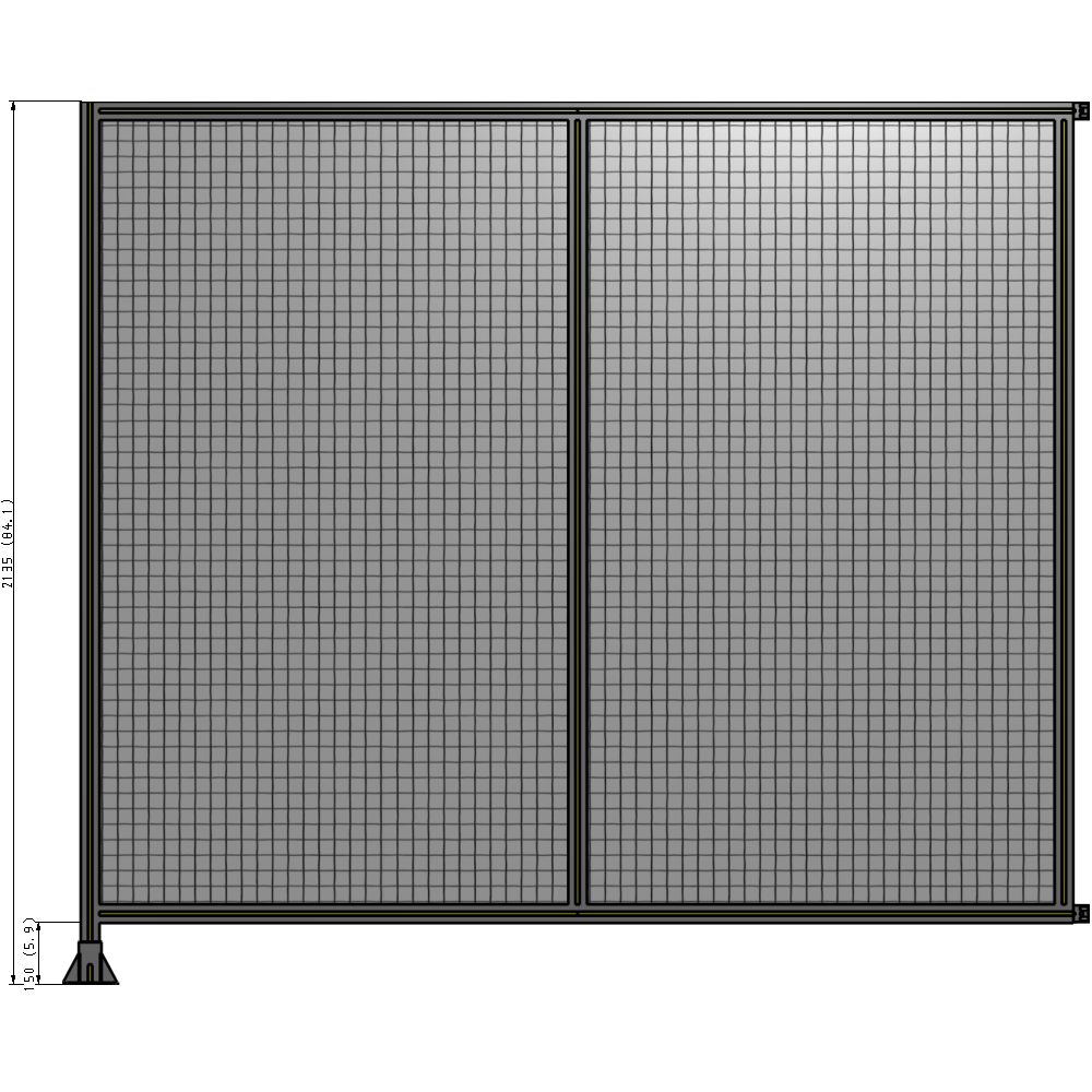 B1-2135-2400-0150-HYMFA DOUBLE PANEL-LEG ON LEFT, HINGE ON RIGHT 2135MM X 2400MM 1" MESH, FULLY ASSEMBLED