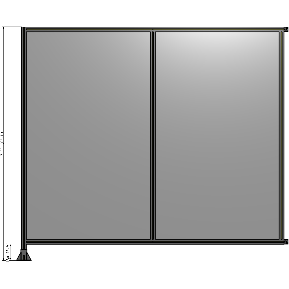 B1-2135-2400-0150-HYPFK DOUBLE PANEL-LEG ON LEFT, HINGE ON RIGHT 2135MM X 2400MM 1/4" POLYCARBONATE, AS A KIT