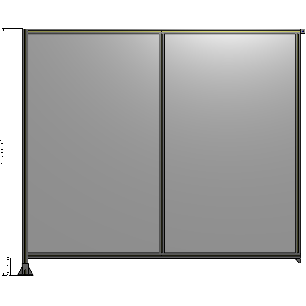 B1-2135-2400-0150-TYPFK DOUBLE PANEL-LEG ON LEFT, TIE PLATE AND ANGLE ON RIGHT 2135MM X 2400MM  1/4" POLYCARBONATE, AS A KIT