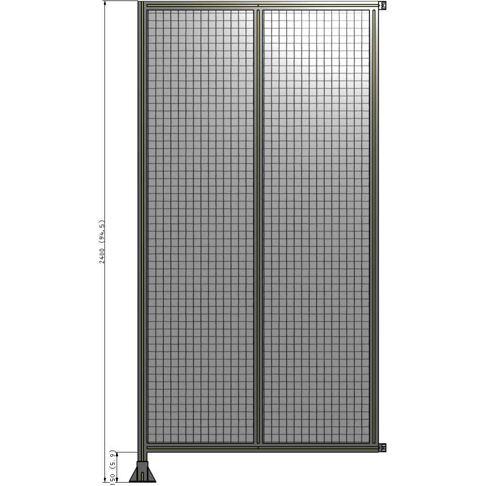 B1-2400-1200-0150-HYMFA DOUBLE PANEL-LEG ON LEFT, HINGE ON RIGHT 2400MM X 1200MM  1" MESH, FULLY ASSEMBLED