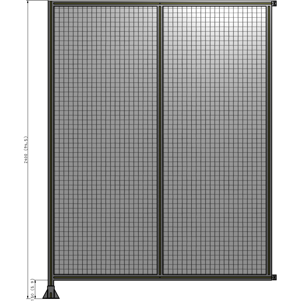 B1-2400-1800-0150-HYMFA DOUBLE PANEL-LEG ON LEFT, HINGE ON RIGHT 2400MM X 1800MM 1" MESH, FULLY ASSEMBLED
