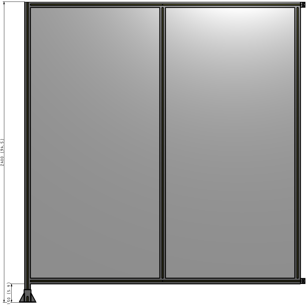 B1-2400-2200-0150-HYPFA DOUBLE PANEL-LEG ON LEFT, HINGE ON RIGHT 2400MM X 2200MM  1/4" POLYCARBONATE, AS A KIT