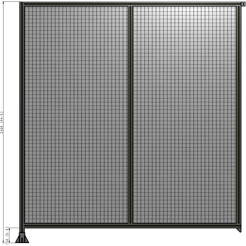 B1-2400-2200-0150-TYMFA DOUBLE PANEL-LEG ON LEFT, TIE PLATE AND ANGLE ON RIGHT 2400MM X 2200MM  1" MESH, AS A KIT