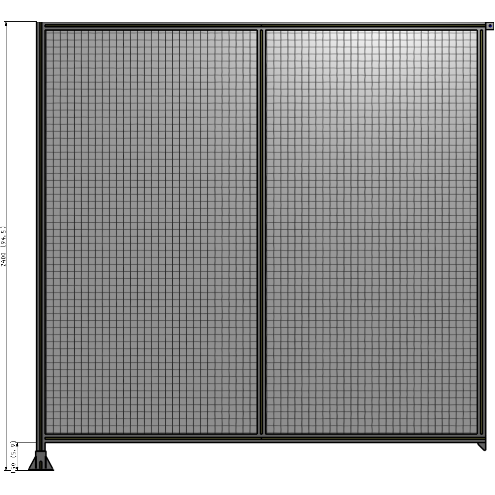 B1-2400-2400-0150-TYMFK DOUBLE PANEL-LEG ON LEFT, TIE PLATE AND ANGLE ON RIGHT 2400MM X 2400MM  1" MESH, FULLY ASSEMBLED