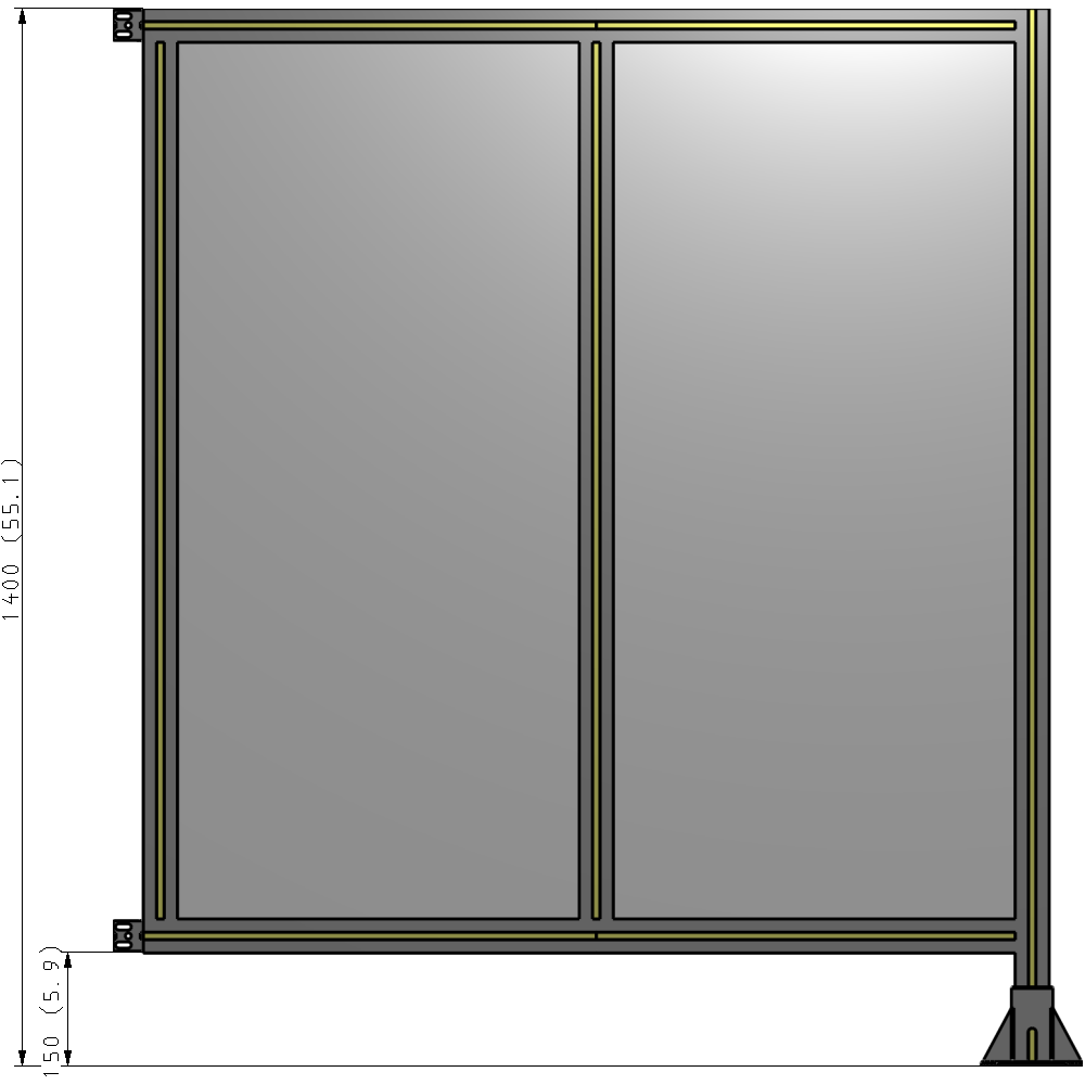B2-1400-1200-0150-HYPFA DOUBLE PANEL-LEG ON RIGHT, HINGE ON LEFT 1400MM X 1200MM  1/4" POLYCARB, ASSEMBLED