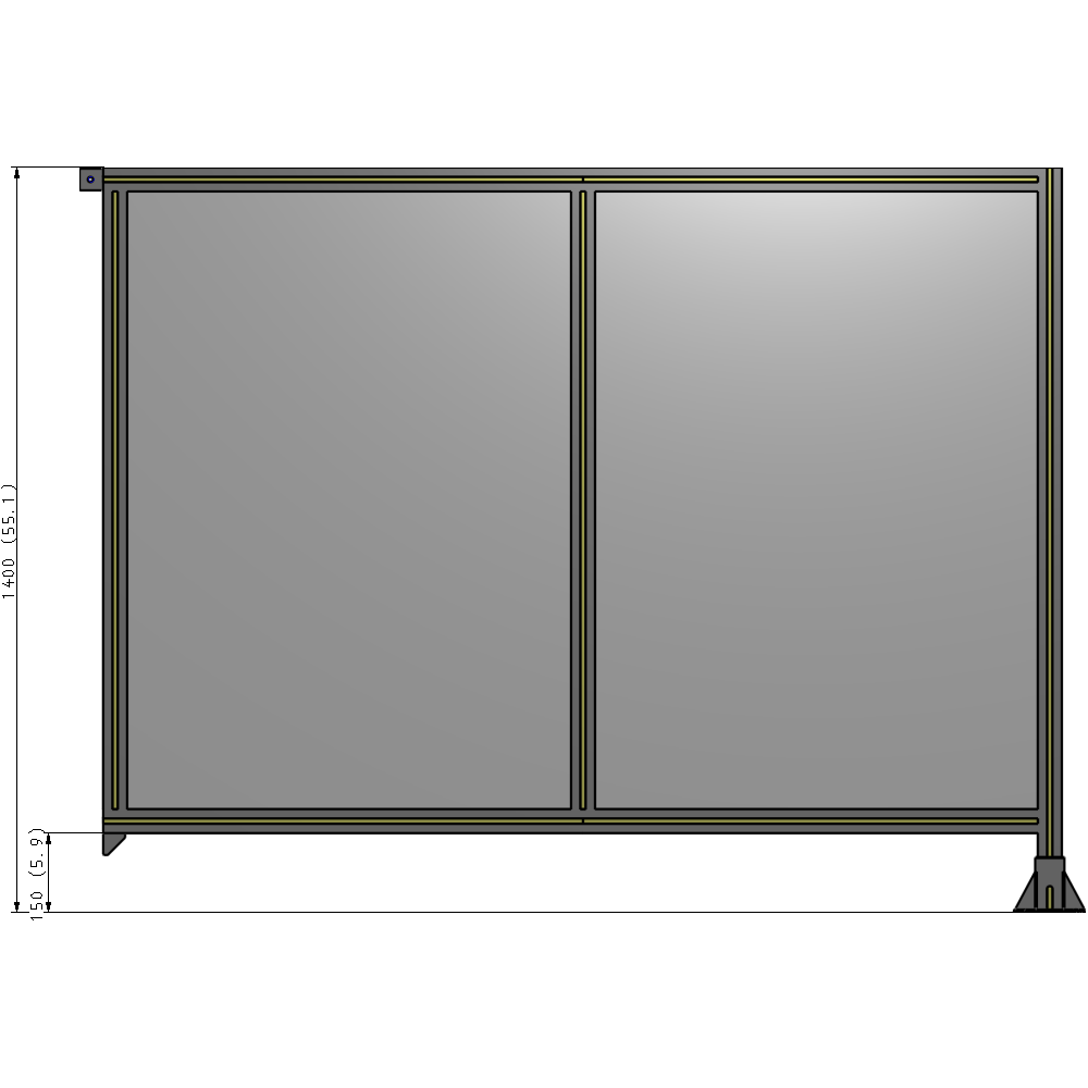 B2-1400-1800-0150-TYPFK DOUBLE PANEL-LEG ON RIGHT, TIE PLATE AND ANGLE ON LEFT 1400MM X 1800MM  1/4" POLYCARBONATE, AS A KIT