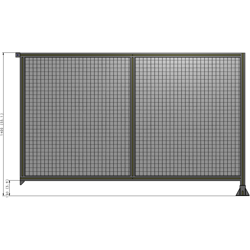 B2-1400-2200-0150-TYMFK DOUBLE PANEL-LEG ON RIGHT, TIE PLATE AND ANGLE ON LEFT 1400MM X 2200MM 1" MESH, FULLY ASSEMBLED