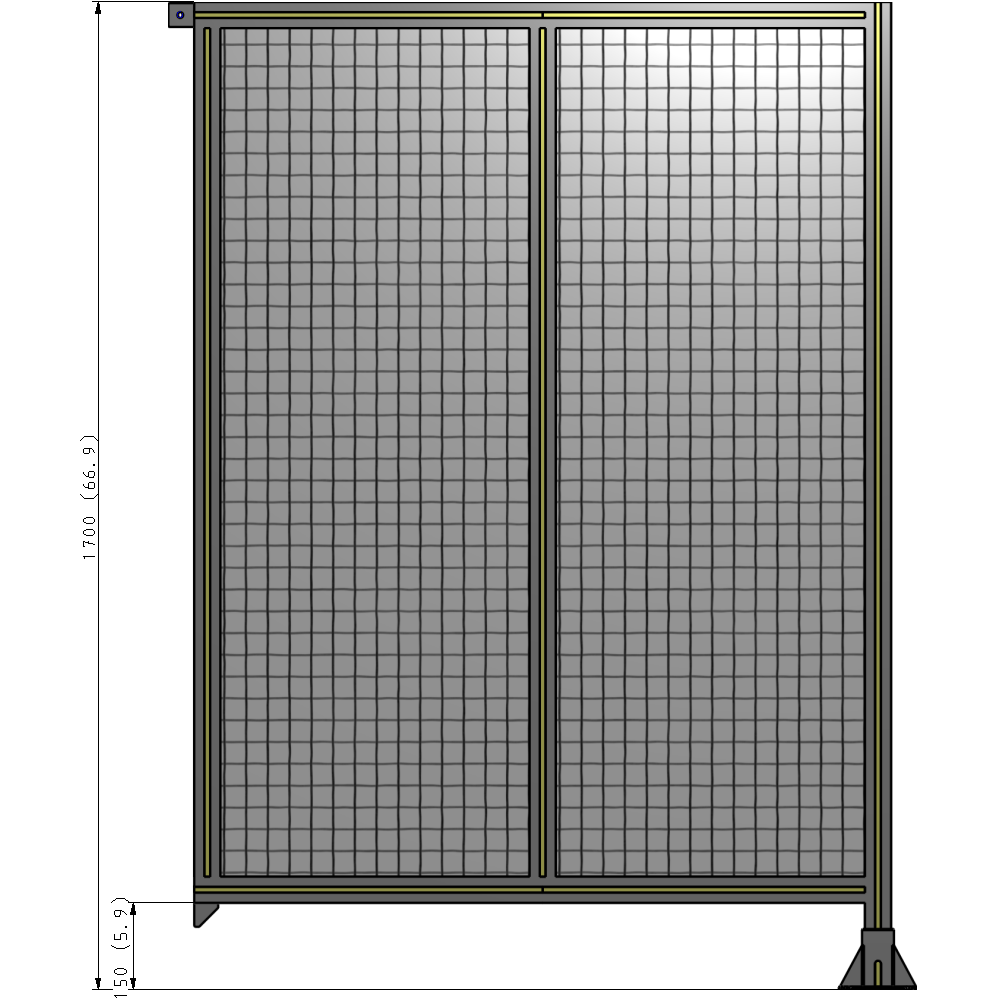 B2-1700-1200-0150-TYMFK DOUBLE PANEL-LEG ON RIGHT, TIE PLATE AND ANGLE ON LEFT 1700MM X 1200MM  1" MESH, FULLY ASSEMBLED