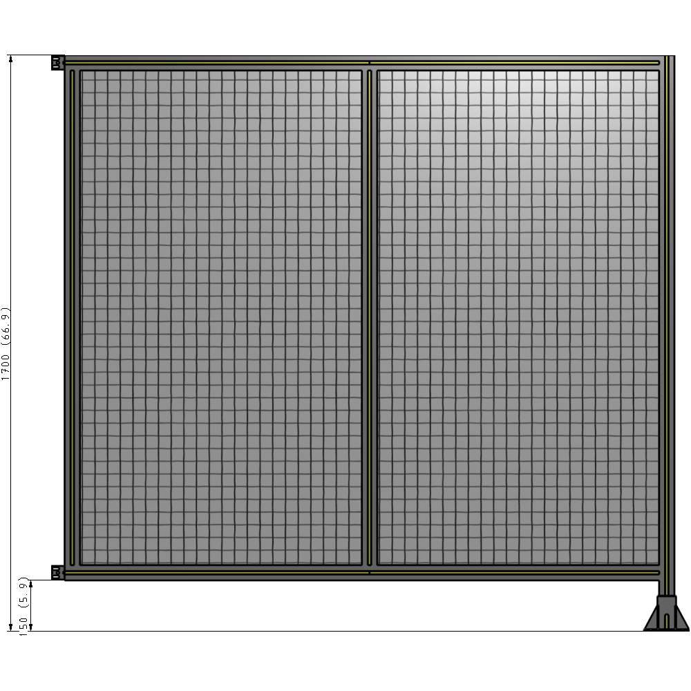 B2-1700-1800-0150-HYMFK DOUBLE PANEL-LEG ON RIGHT, HINGE ON LEFT 1700MM X 1800MM 1" MESH, AS A KIT
