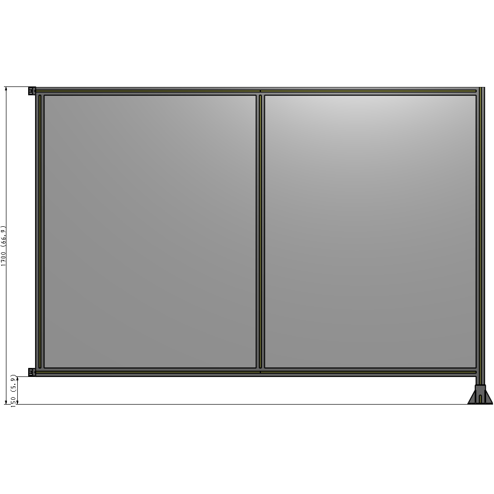 B2-1700-2400-0150-HYPFK DOUBLE PANEL-LEG ON RIGHT, HINGE ON LEFT 1700MM X 2400MM 1/4" POLYCARBONATE, AS A KIT