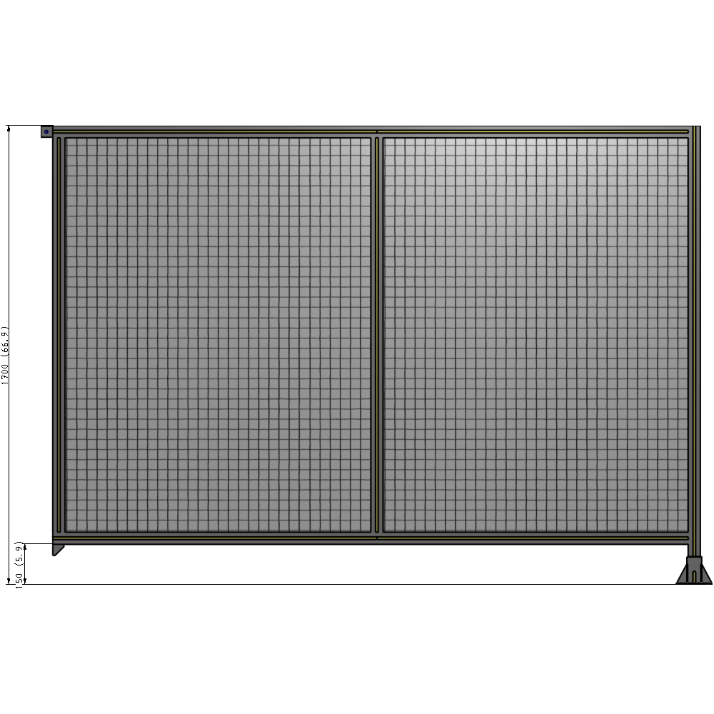 B2-1700-2400-0150-TYMFK DOUBLE PANEL-LEG ON RIGHT, TIE PLATE AND ANGLE ON LEFT 1700MM X 2400MM  1" MESH, FULLY ASSEMBLED
