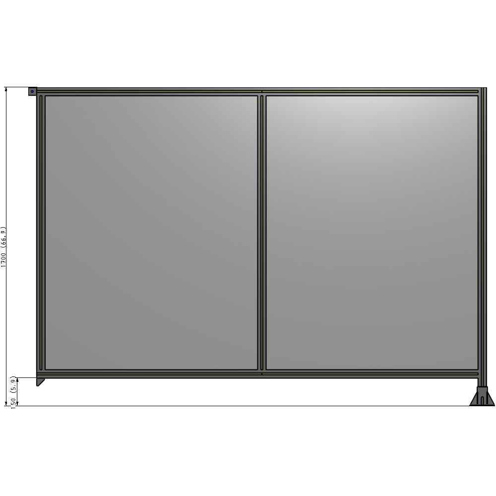 B2-1700-2400-0150-TYPFA DOUBLE PANEL-LEG ON RIGHT, TIE PLATE AND ANGLE ON LEFT 1700MM X 2400MM 1/4" POLYCARBONATE, AS A KIT