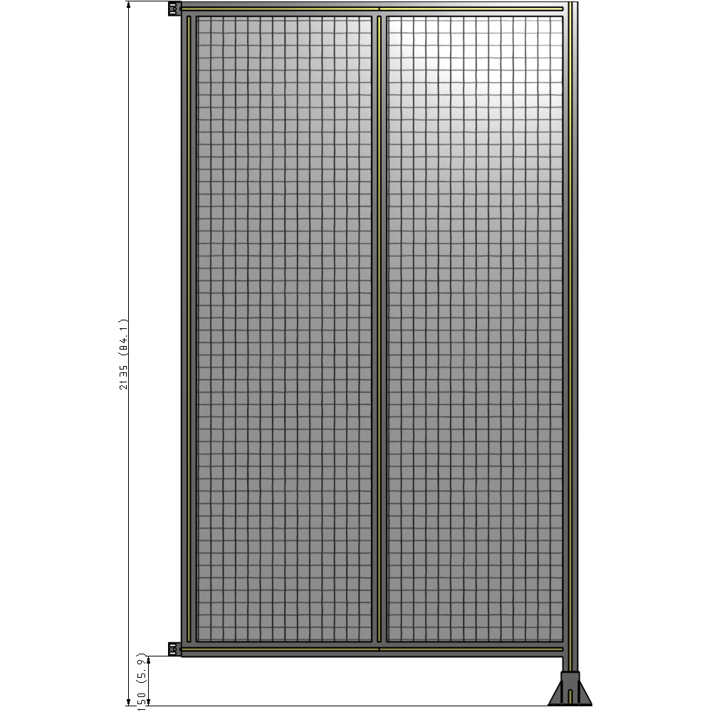 B2-2135-1200-0150-HYMFK DOUBLE PANEL-LEG ON RIGHT, HINGE ON LEFT 2135MM X 1200MM  1" MESH, FULLY ASSEMBLED