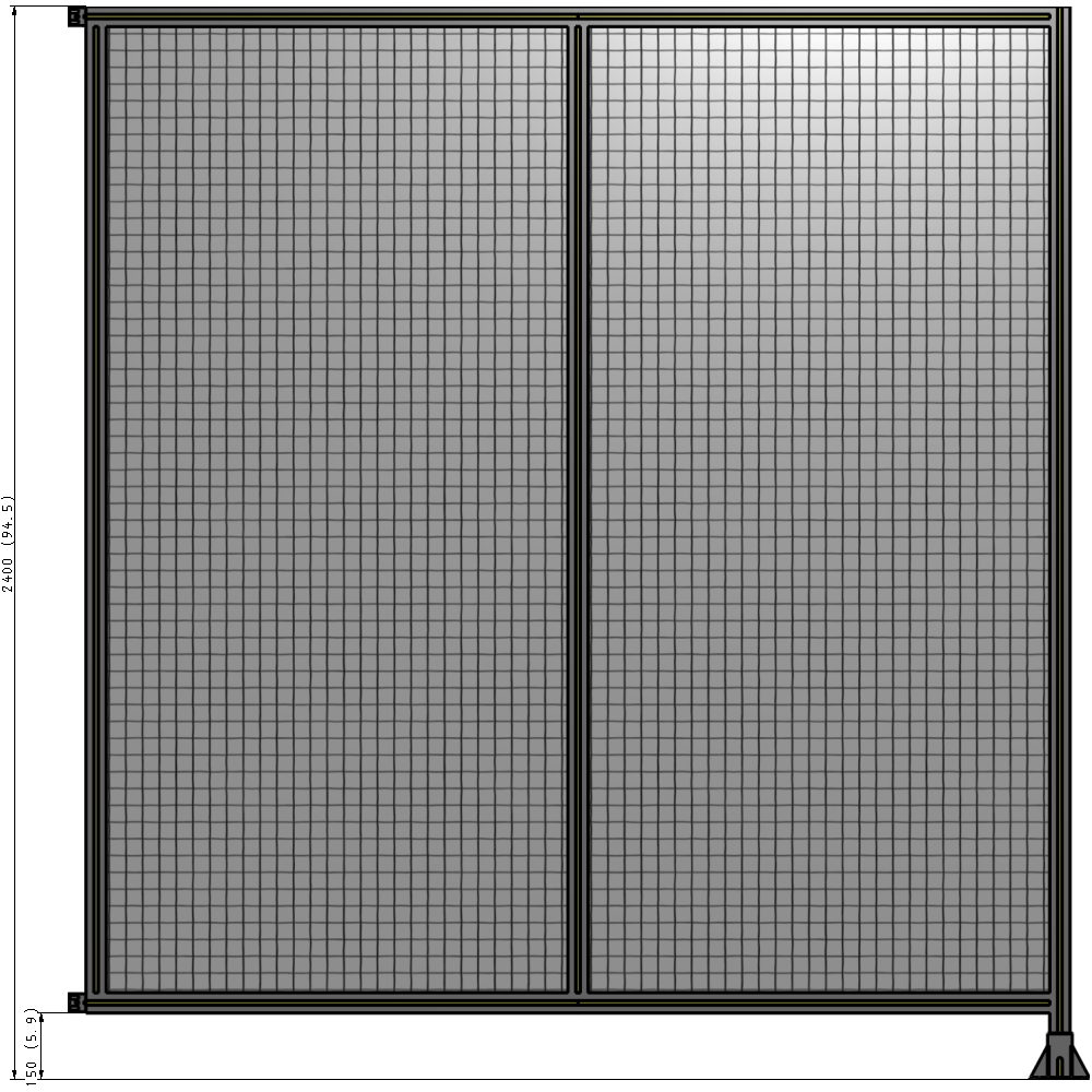 B2-2400-2200-0150-HYMFA DOUBLE PANEL-LEG ON RIGHT, HINGE ON LEFT 2400MM X 2200MM 1" MESH, AS A KIT