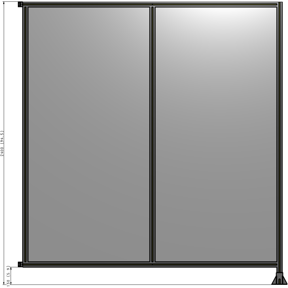B2-2400-2200-0150-HYPFK DOUBLE PANEL-LEG ON RIGHT, HINGE ON LEFT 2400MM X 2200MM 1/4" POLYCARB, ASSEMBLED