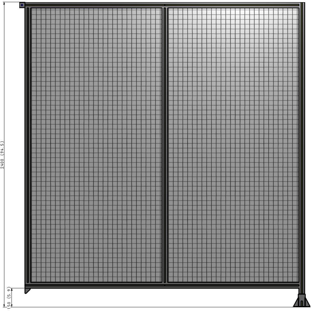 B2-2400-2200-0150-TYMFK DOUBLE PANEL-LEG ON RIGHT, TIE PLATE AND ANGLE ON LEFT 2400MM X 2200MM 1" MESH, FULLY ASSEMBLED