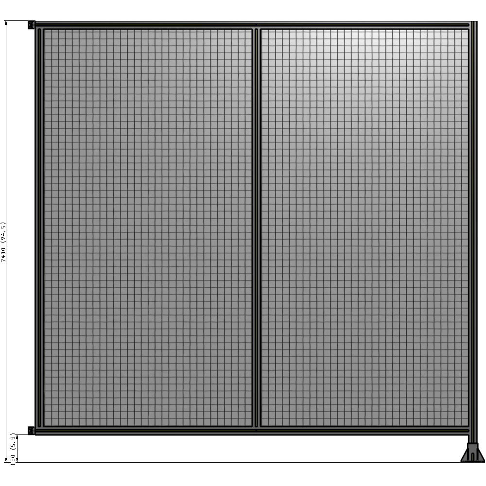 B2-2400-2400-0150-HYMFK DOUBLE PANEL-LEG ON RIGHT, HINGE ON LEFT 2400MM X 2400MM 1" MESH, FULLY ASSEMBLED