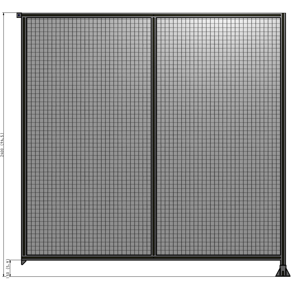 B2-2400-2400-0150-TYMFK DOUBLE PANEL-LEG ON RIGHT, TIE PLATE AND ANGLE ON LEFT 2400MM X 2400MM 1" MESH, AS A KIT