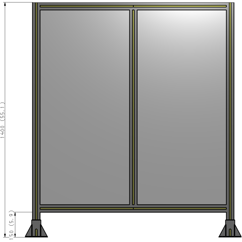 B3-1400-1200-0150-ZYPFK DOUBLE PANEL-LEG ON EACH SIDE 1400MM X 1200MM  1/4" POLYCARBONATE, AS A KIT