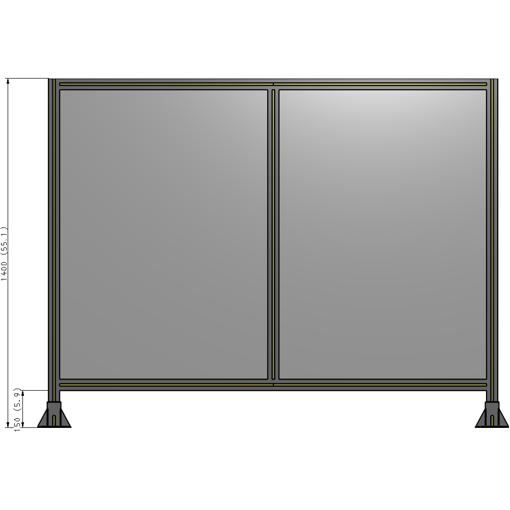 B3-1400-1800-0150-ZYPFK DOUBLE PANEL-LEG ON EACH SIDE 1400MM X 1800MM  1/4" POLYCARBONATE, AS A KIT