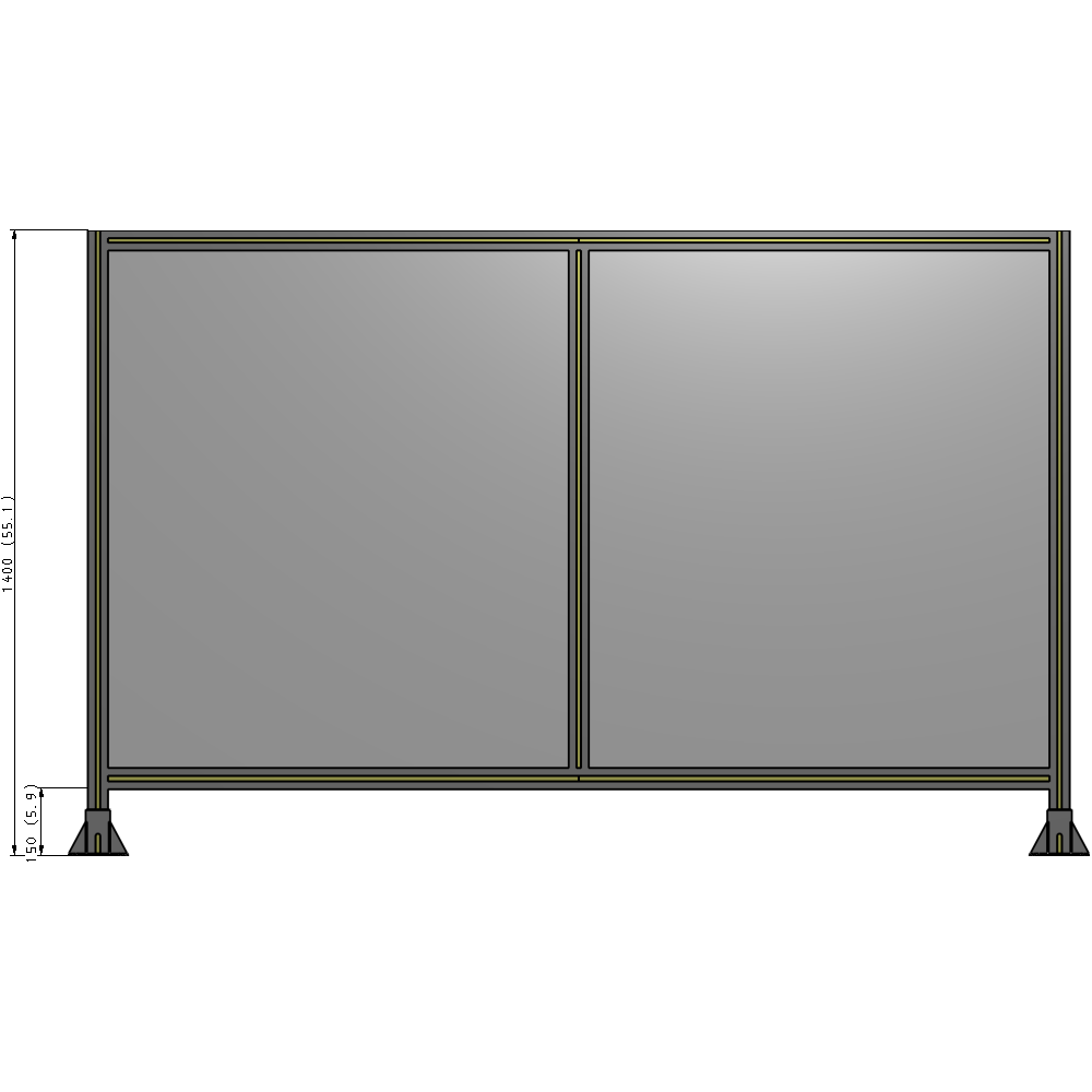 B3-1400-2200-0150-ZYPFK DOUBLE PANEL-LEG ON EACH SIDE 1400MM X 2200MM 1/4" POLYCARBONATE, AS A KIT