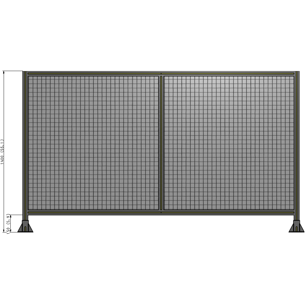 B3-1400-2400-0150-ZYMFA DOUBLE PANEL-LEG ON EACH SIDE  1400MM X 2400MM  1" MESH, FULLY ASSEMBLED