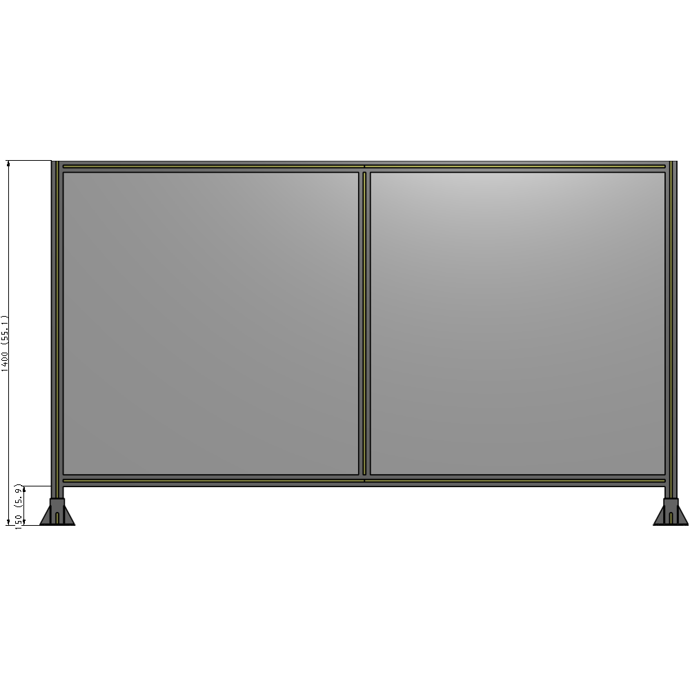 B3-1400-2400-0150-ZYPFA DOUBLE PANEL-LEG ON EACH SIDE  1400MM X 2400MM  1/4" POLYCARBONATE, FULLY ASSEMBLED