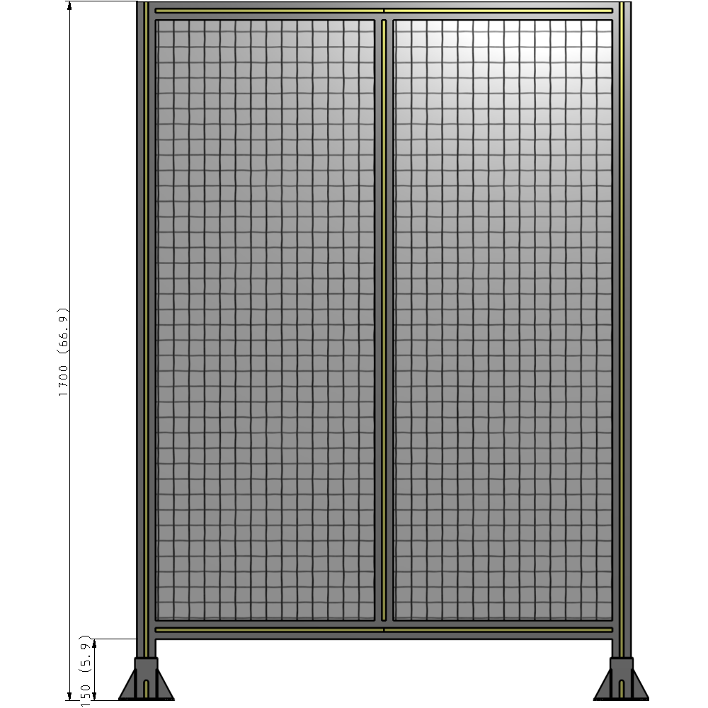 B3-1700-1200-0150-ZYMFK DOUBLE PANEL-LEG ON EACH SIDE 1700MM X 1200MM 1" MESH, FULLY ASSEMBLED