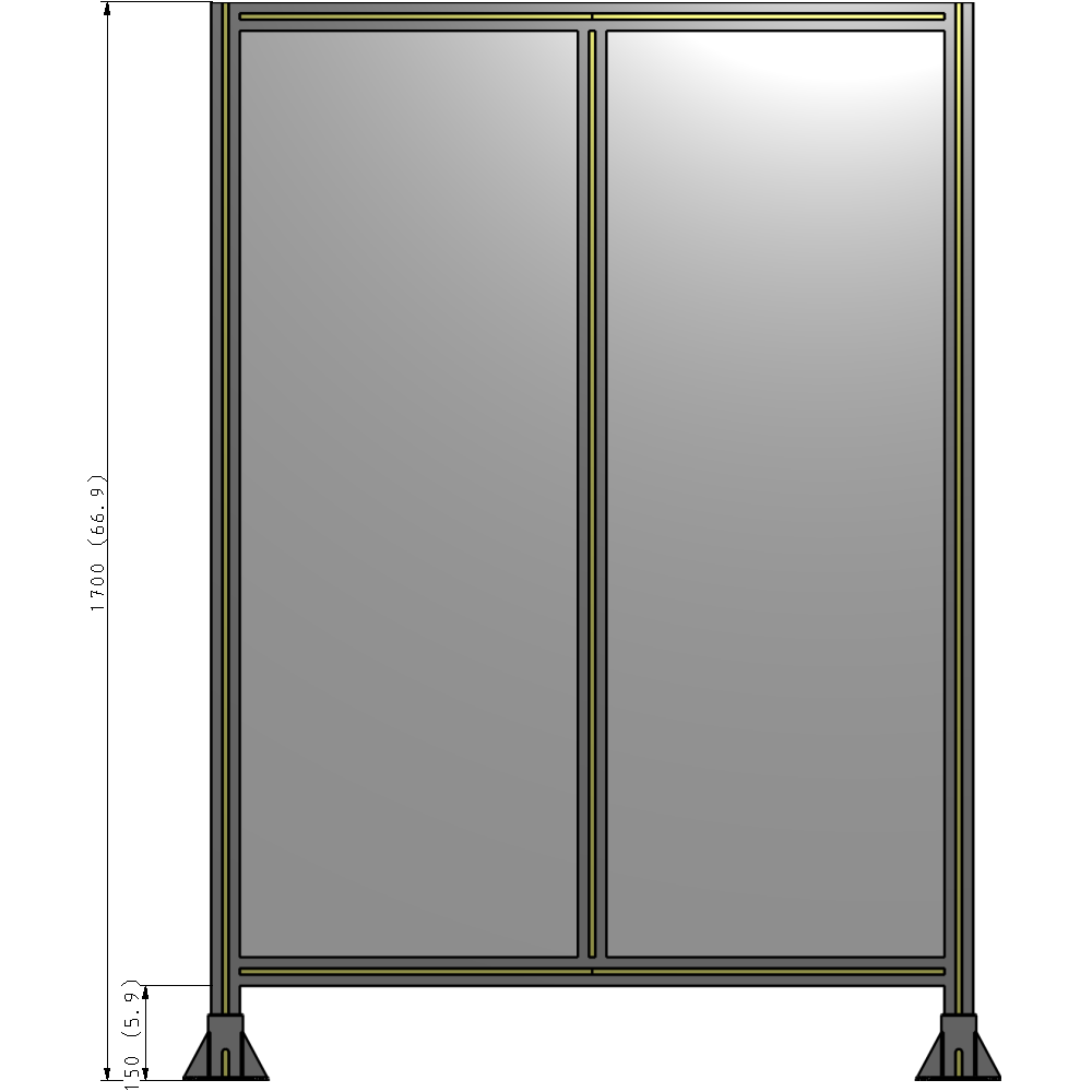 B3-1700-1200-0150-ZYPFA DOUBLE PANEL-LEG ON EACH SIDE 1700MM X 1200MM 1/4" POLYCARBONATE, AS A KIT