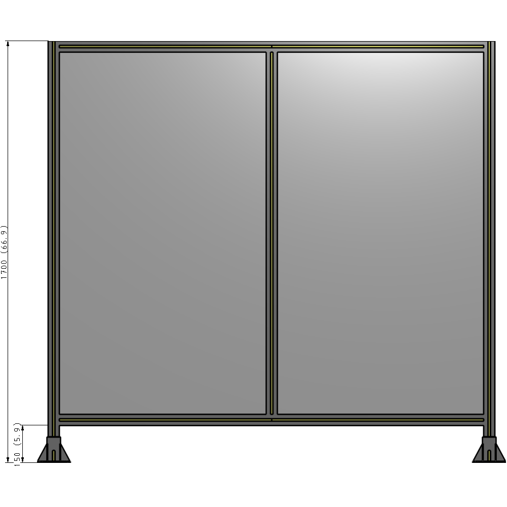 B3-1700-1800-0150-ZYPFA DOUBLE PANEL-LEG ON EACH SIDE 1700MM X 1800MM 1/4" POLYCARBONATE, AS A KIT